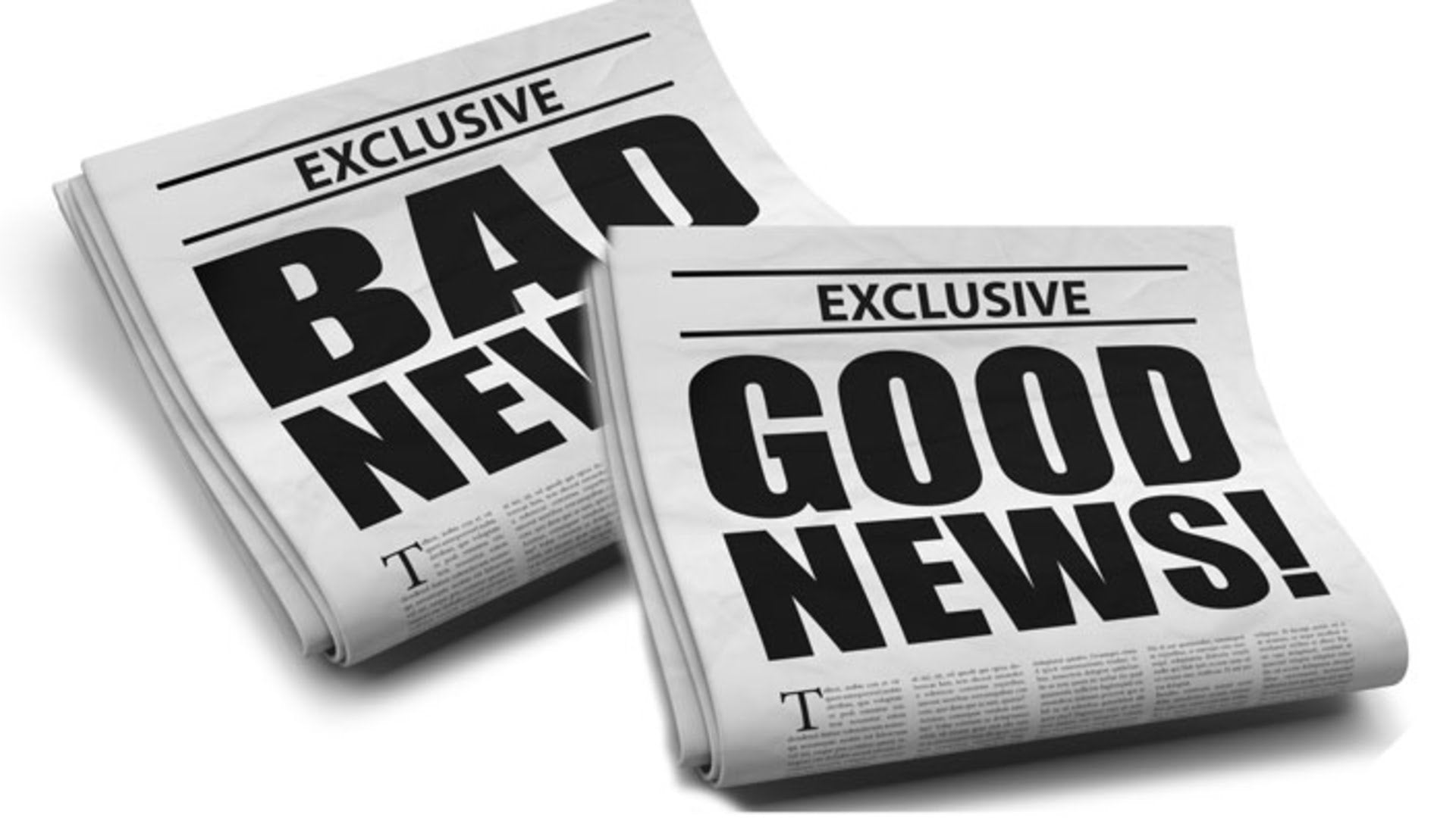 newspapers with bad news and good news headlines