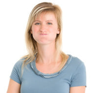 young woman holding her breath