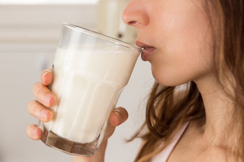 woman drinking milk