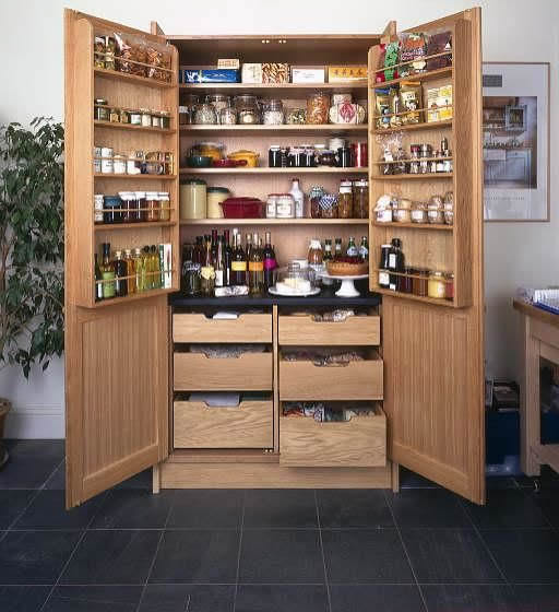 cabinet filled with household items