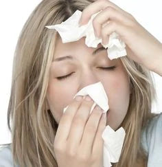 young woman with tissues
